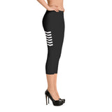 Chevron Capri Leggings - Black