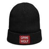 Omni Wolf Ribbed Beanie - Black