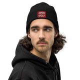 Omni Wolf Ribbed Beanie - Black