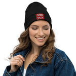 Omni Wolf Ribbed Beanie - Black