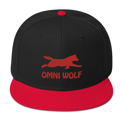 Omni Wolf Logo Snapback Hat - Black & Red